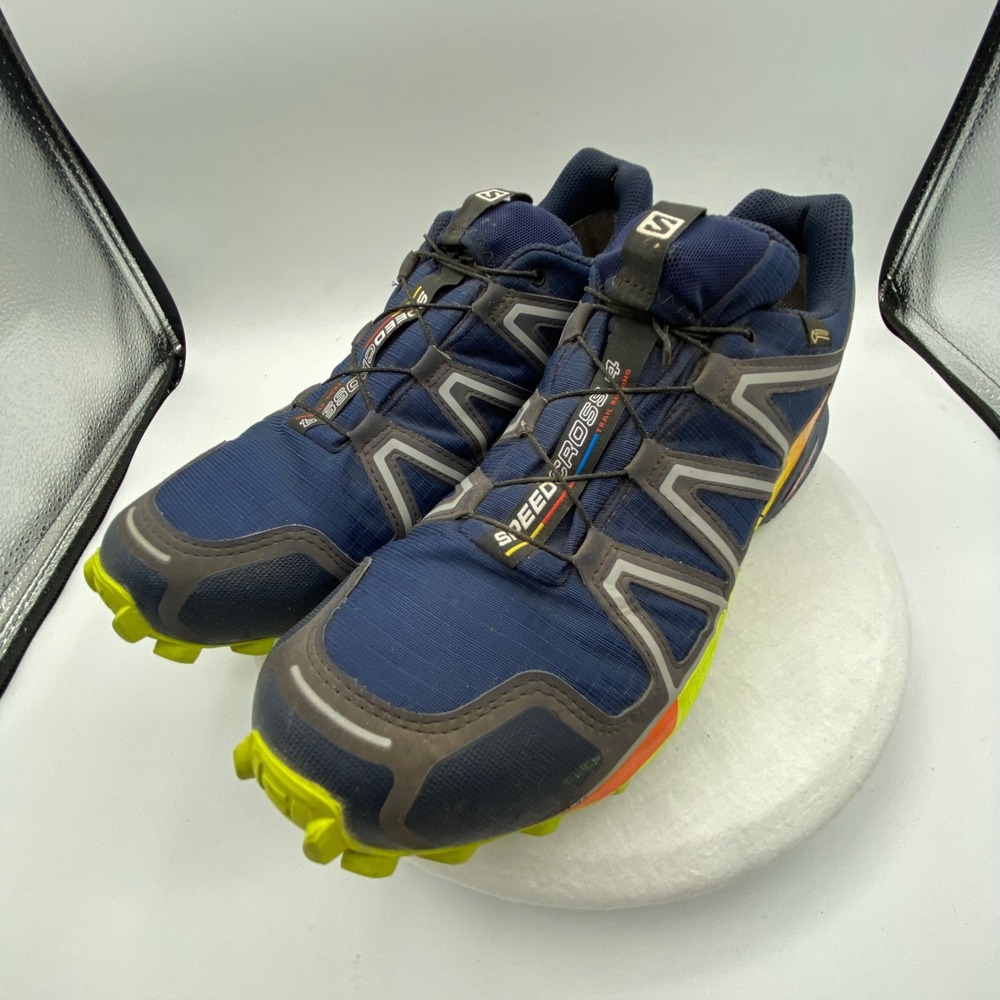 Salomon Mens 11.5 Speedcross 4 GTX Trail Running Shoes Navy Lime 400938 Hiking